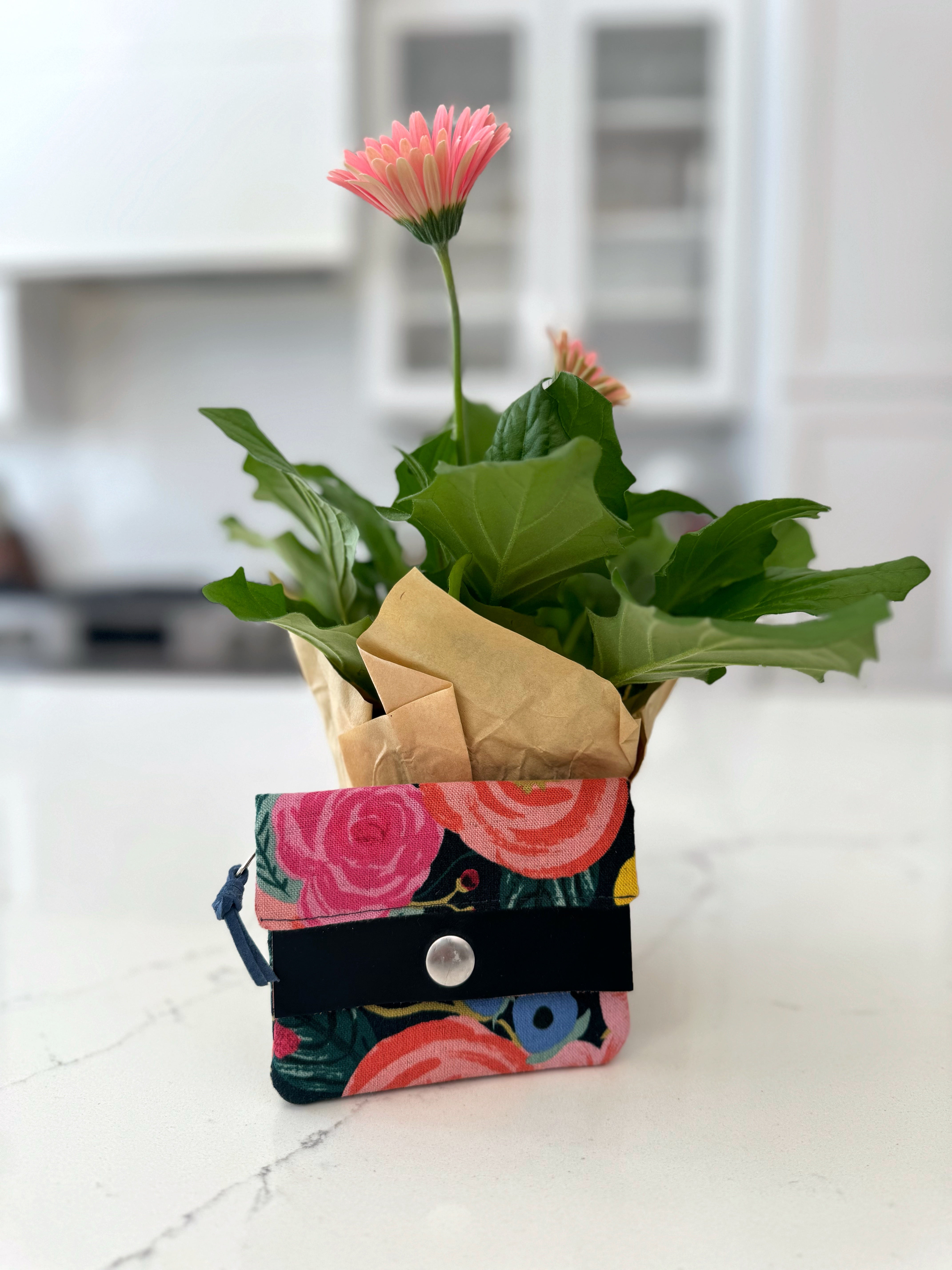 The Mini Janet - Half Size Wallet in Bright Floral Canvas - KrisChris