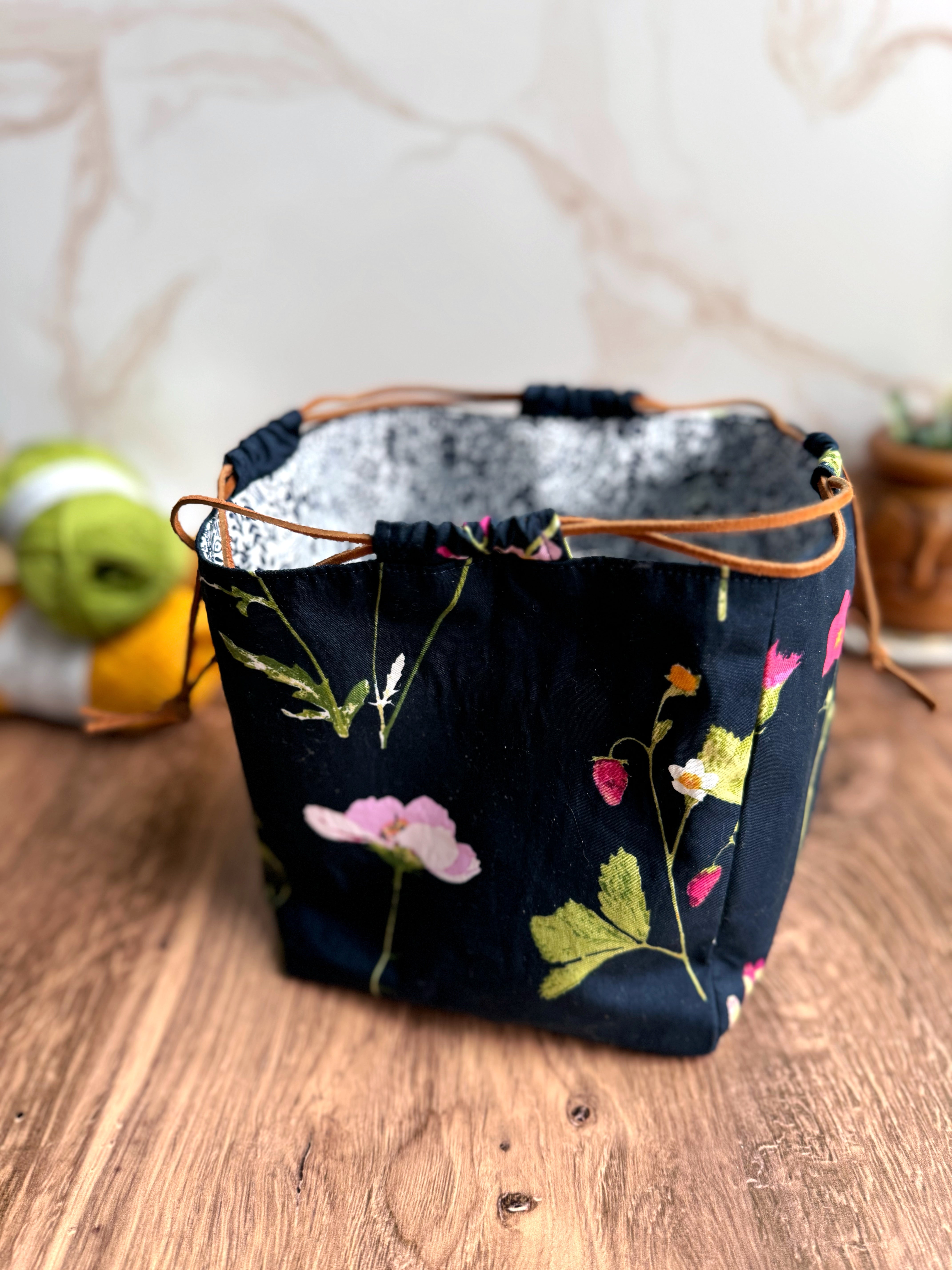 The Pat Pouch - Japanese Drawstring Bag in Japanese Watercolor Themed Fabric - KrisChris