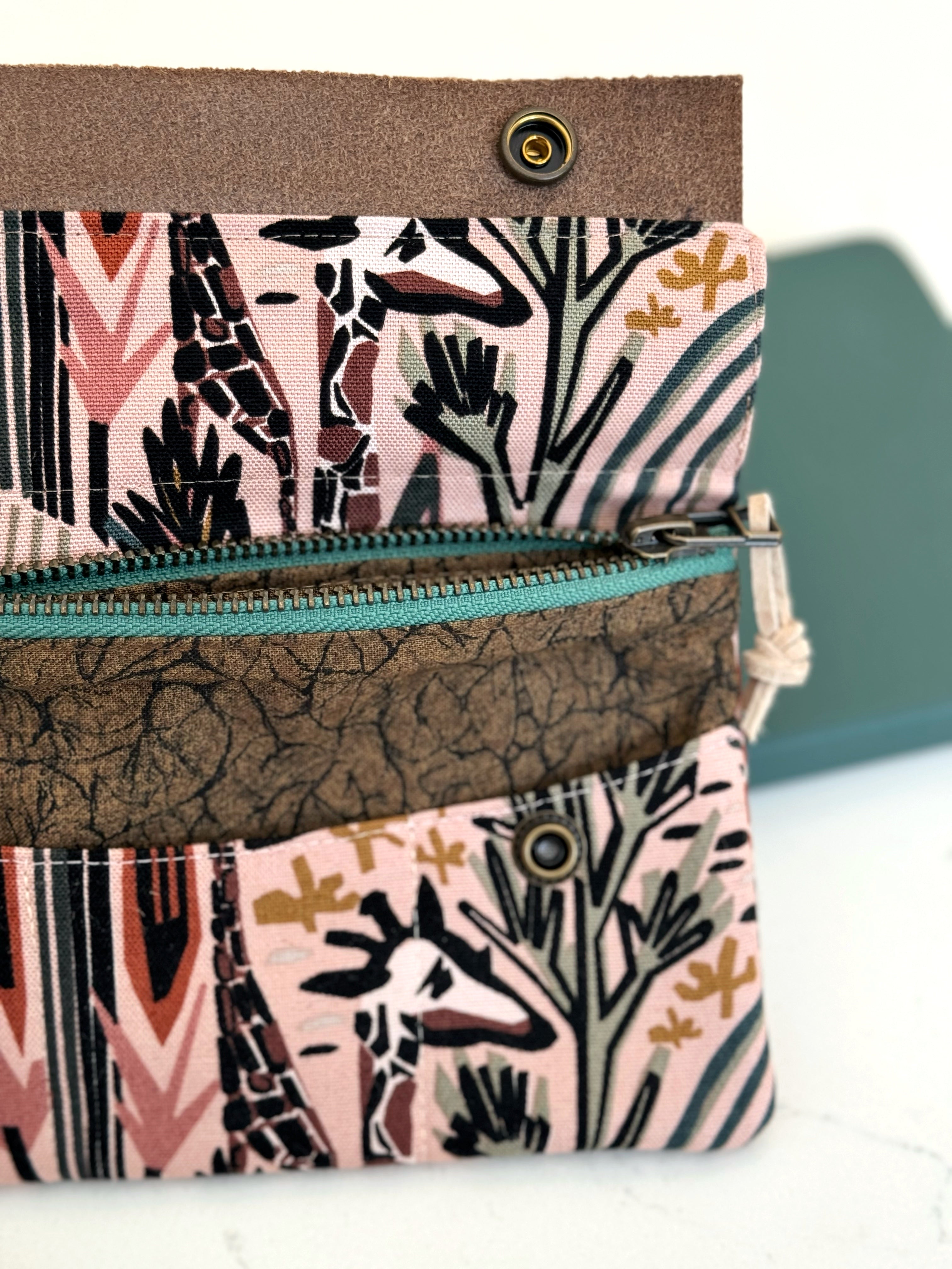 The Janet - Full Size Wallet in Canvas Giraffe Theme - KrisChris