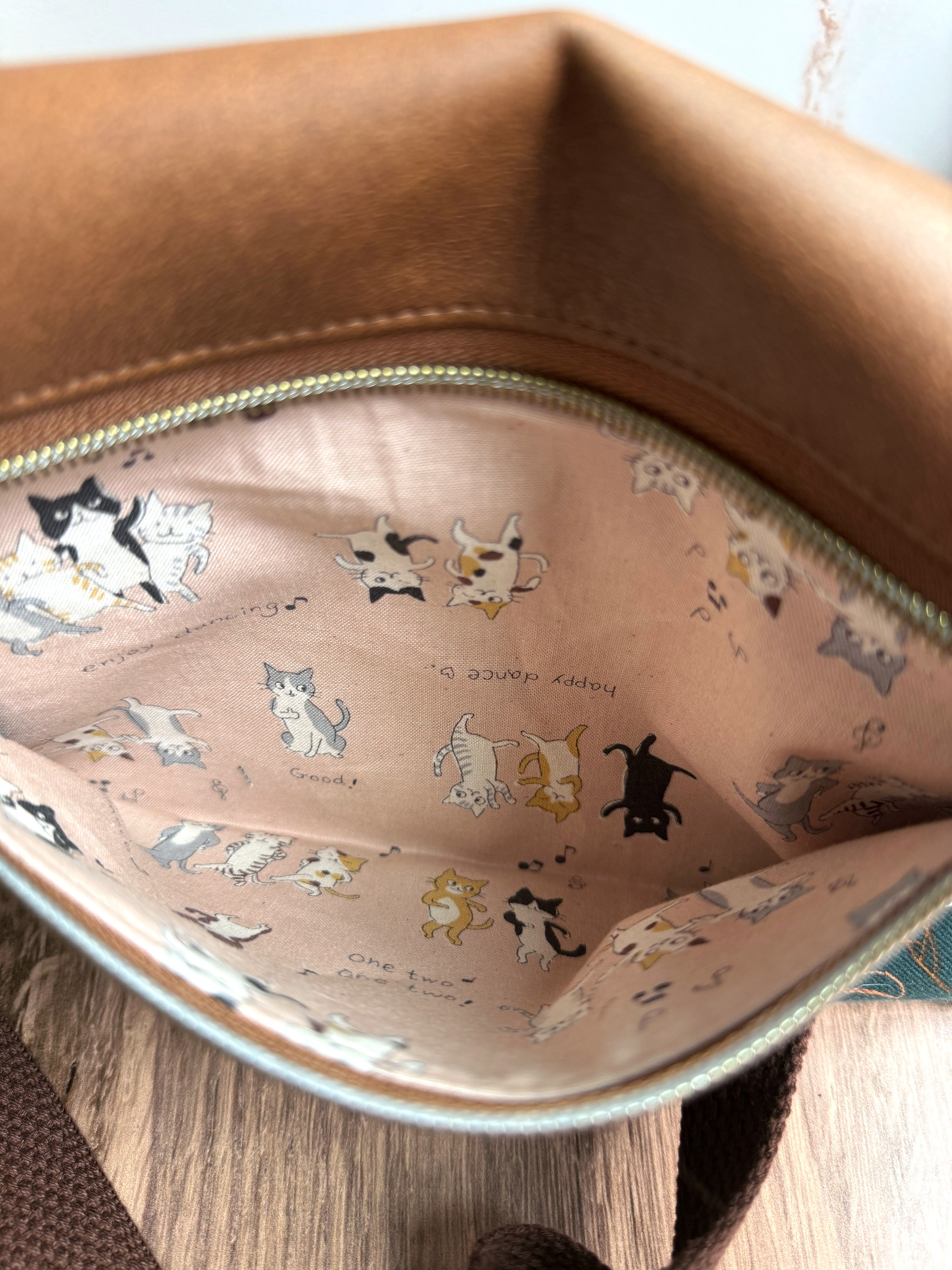 The Jenn - Adjustable Crossbody Belt Bag in Tan Vegan Leather and Green Florals - KrisChris
