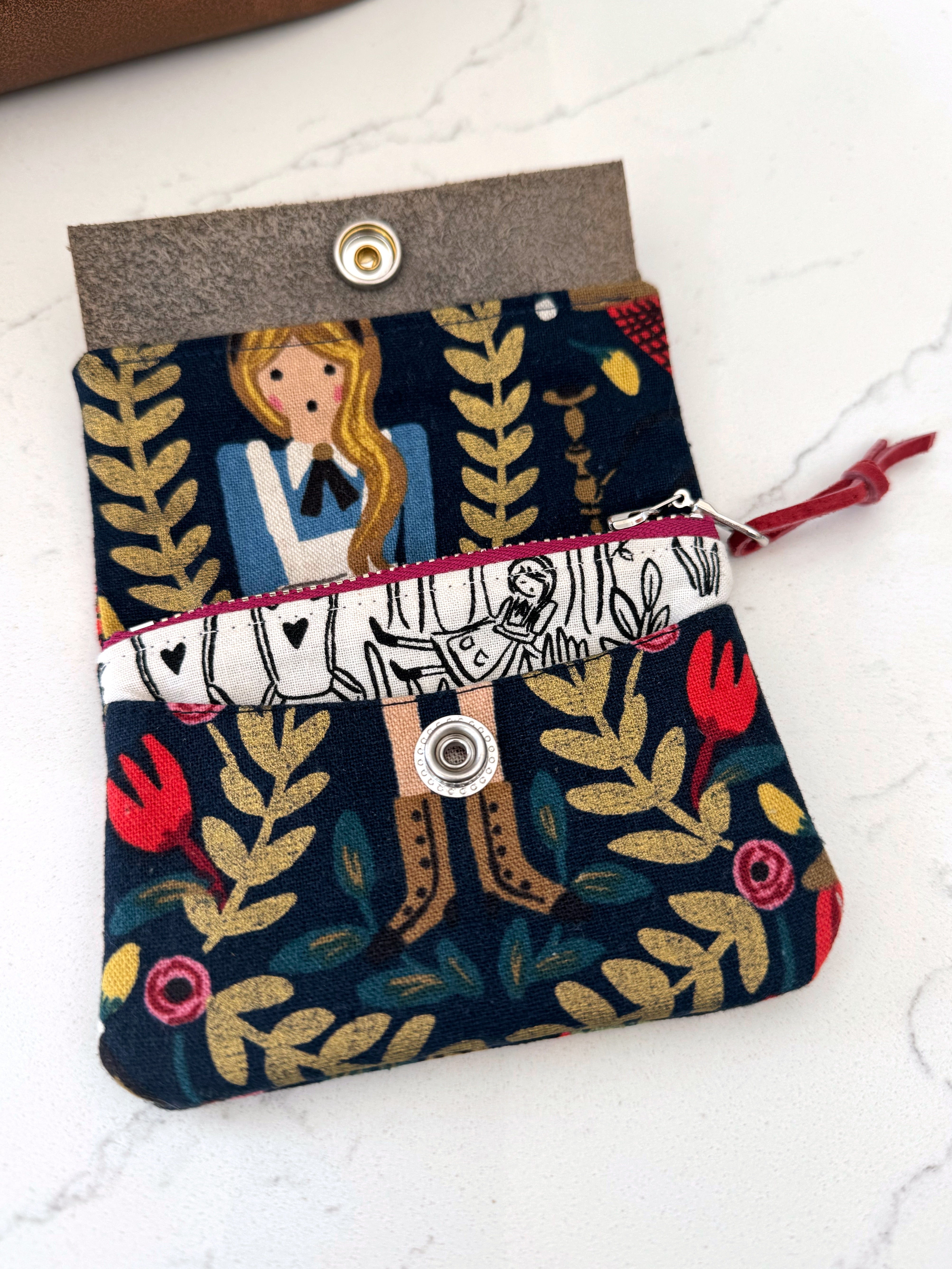 The Mini Janet - Half Size Wallet in Alice in Wonderland Canvas Fabric - KrisChris