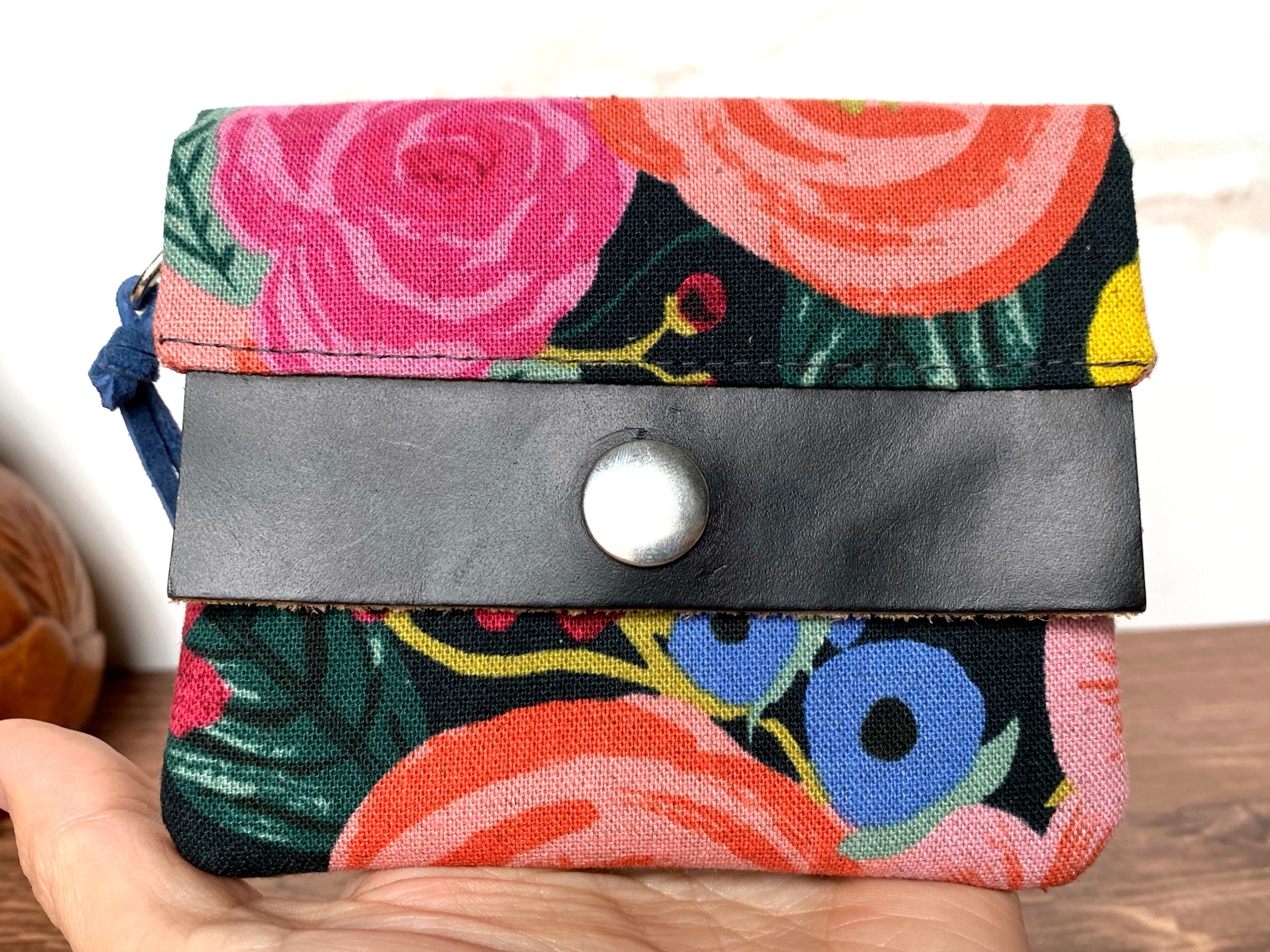 The Mini Janet - Half Size Wallet in Bright Floral Canvas - KrisChris