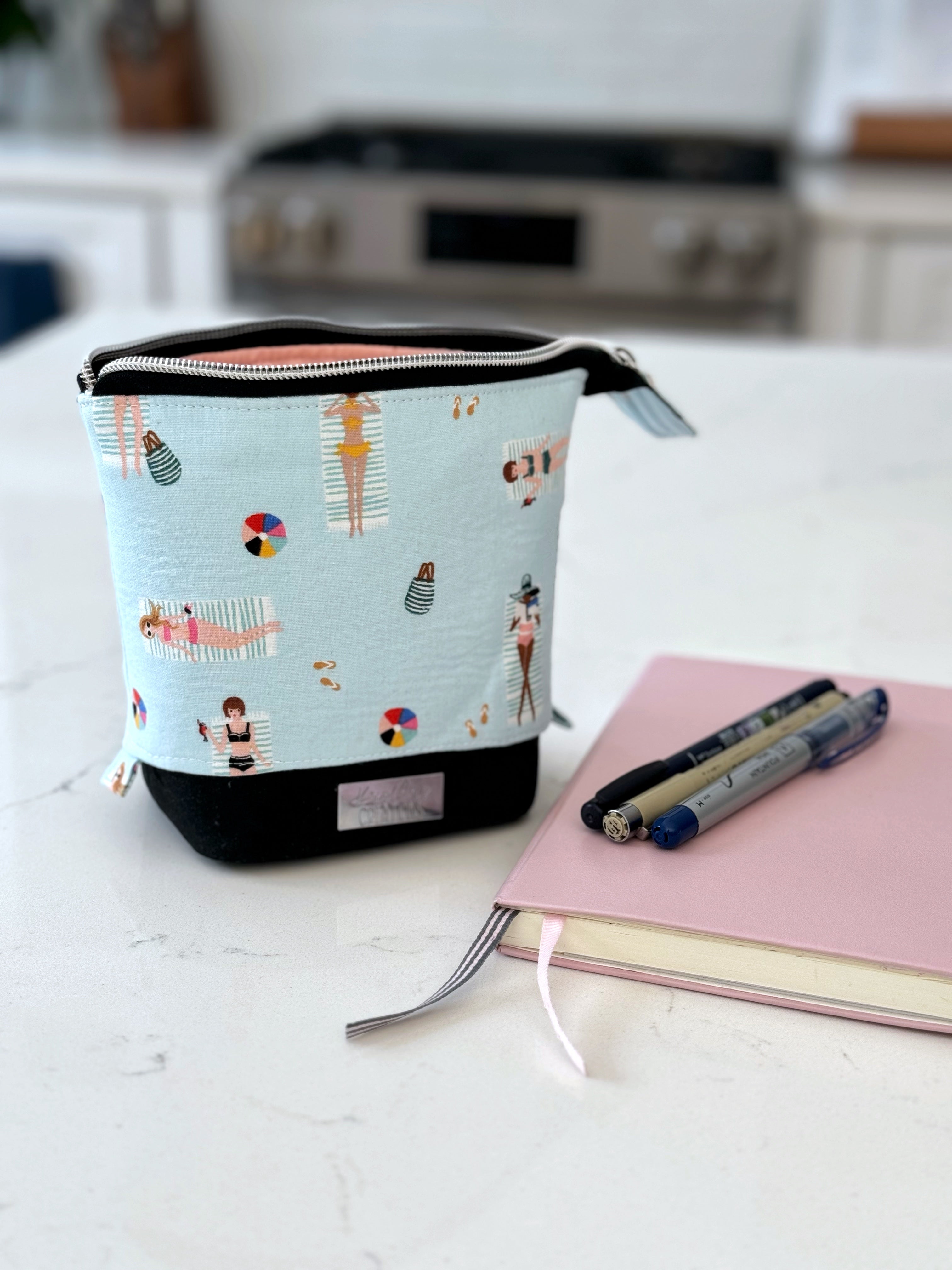 The Kate - Zipper Art Supply Pouch in Summer Beach Party - KrisChris