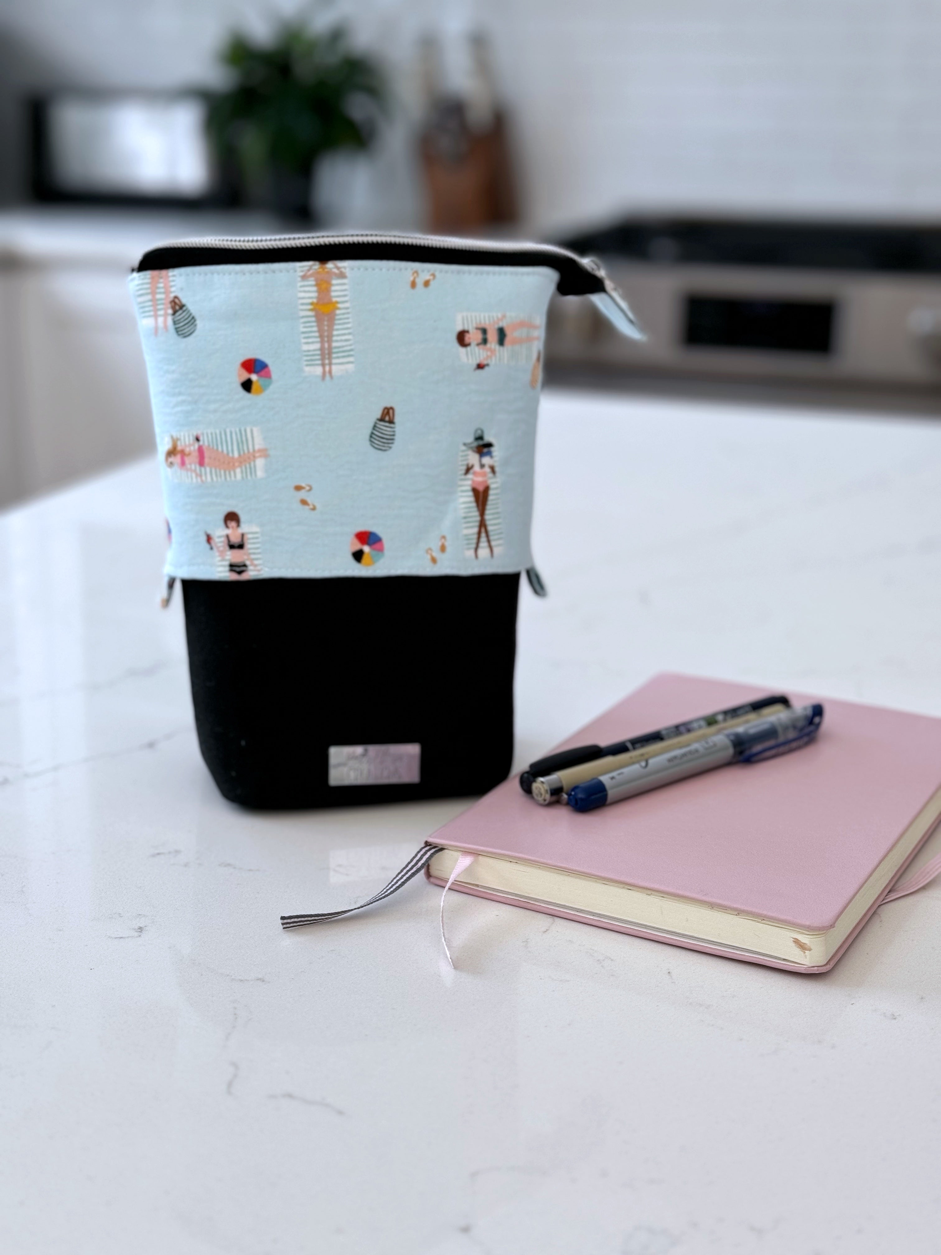 The Kate - Zipper Art Supply Pouch in Summer Beach Party - KrisChris