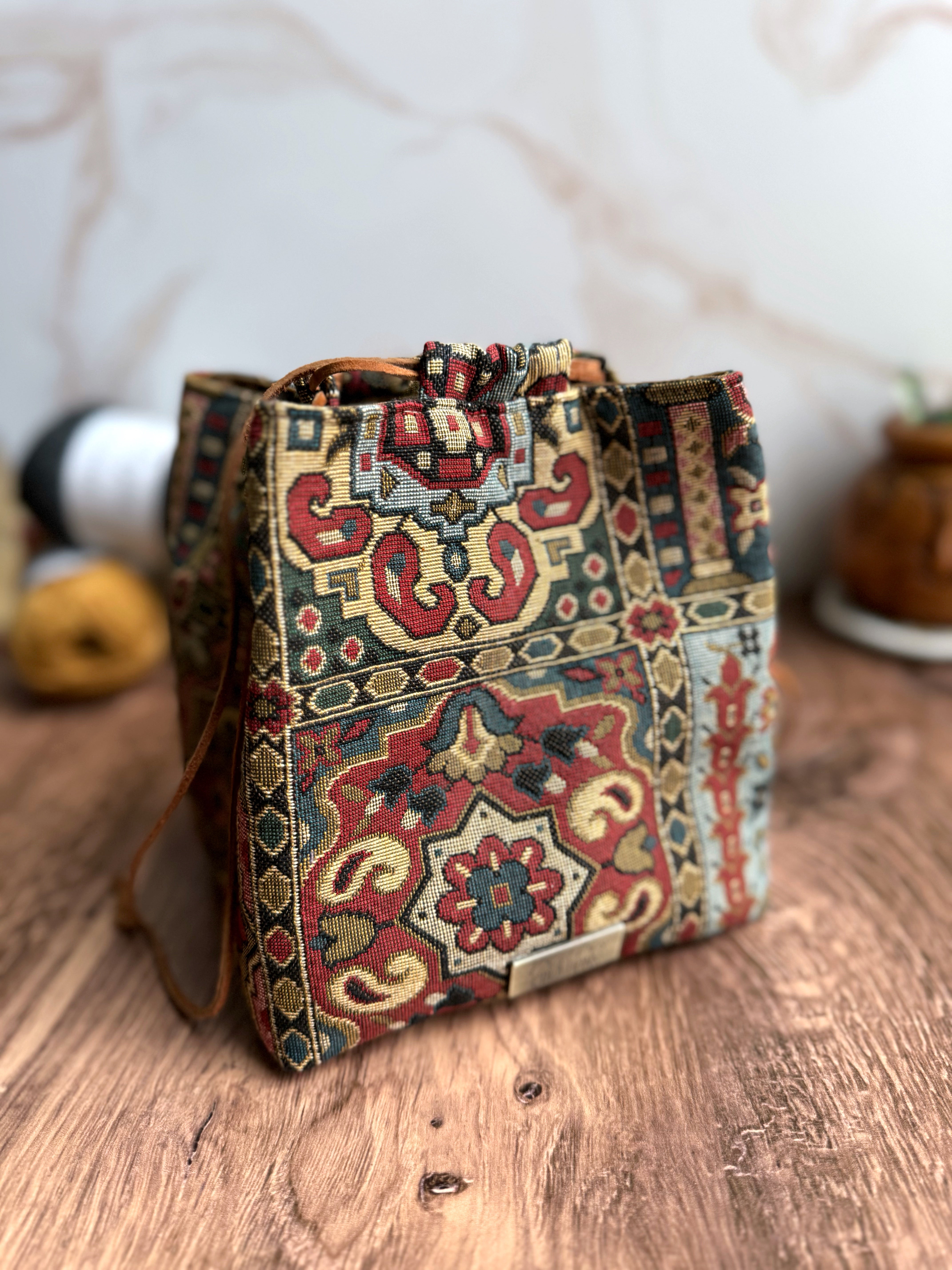 The Pat Pouch - Japanese Drawstring Bag in Woven European Fabrics - KrisChris
