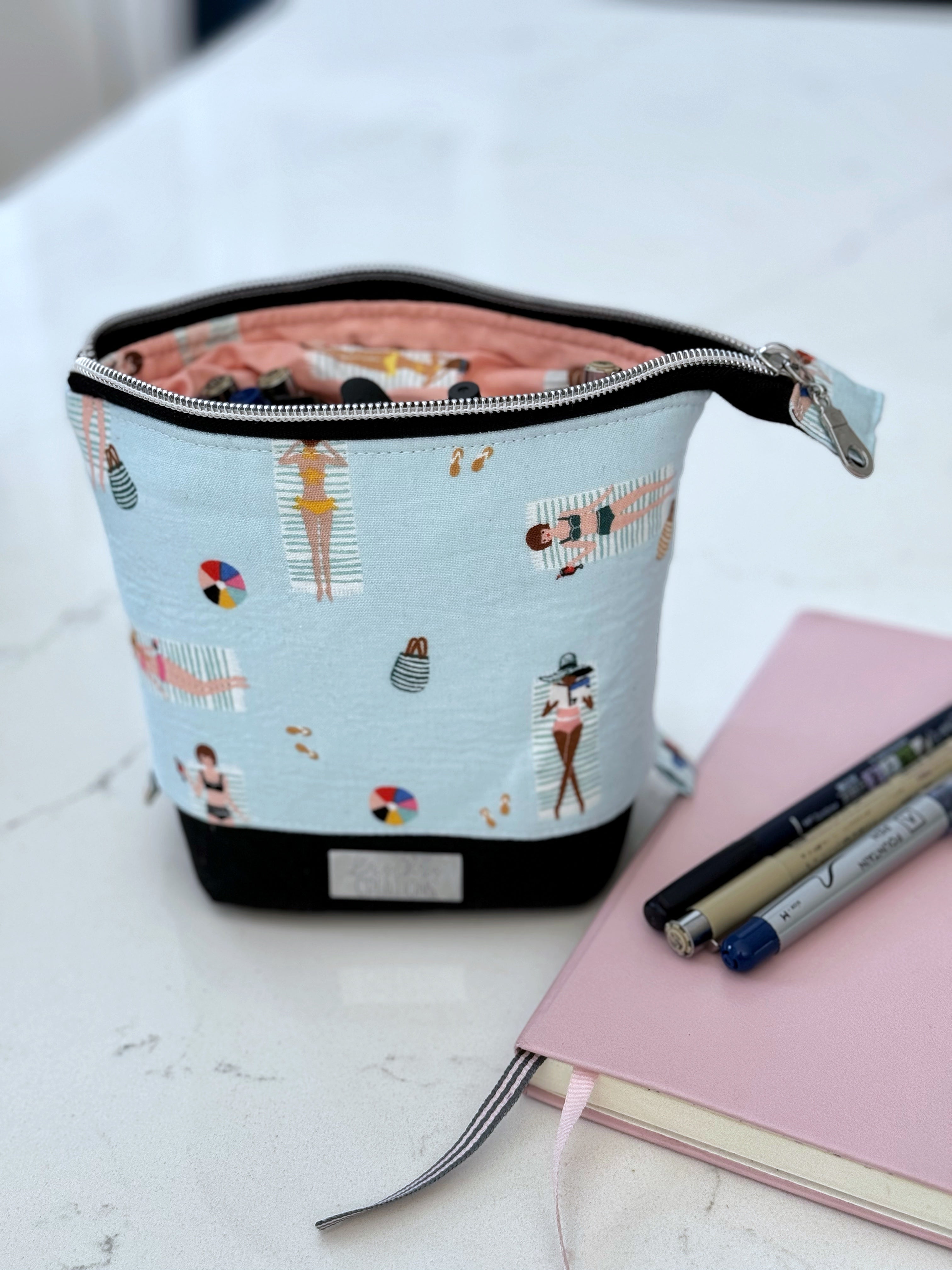 The Kate - Zipper Art Supply Pouch in Summer Beach Party - KrisChris
