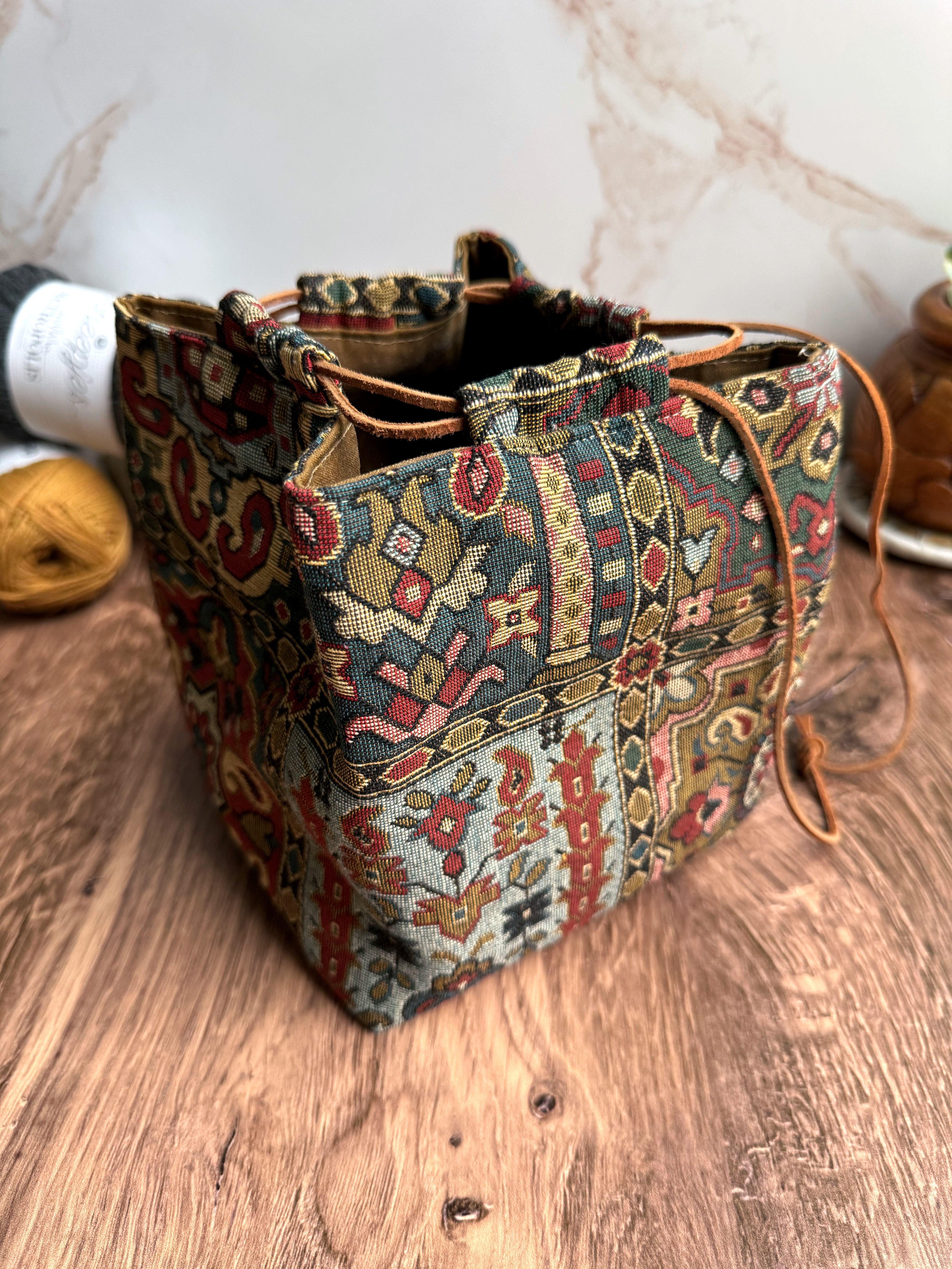The Pat Pouch - Japanese Drawstring Bag in Woven European Fabrics - KrisChris