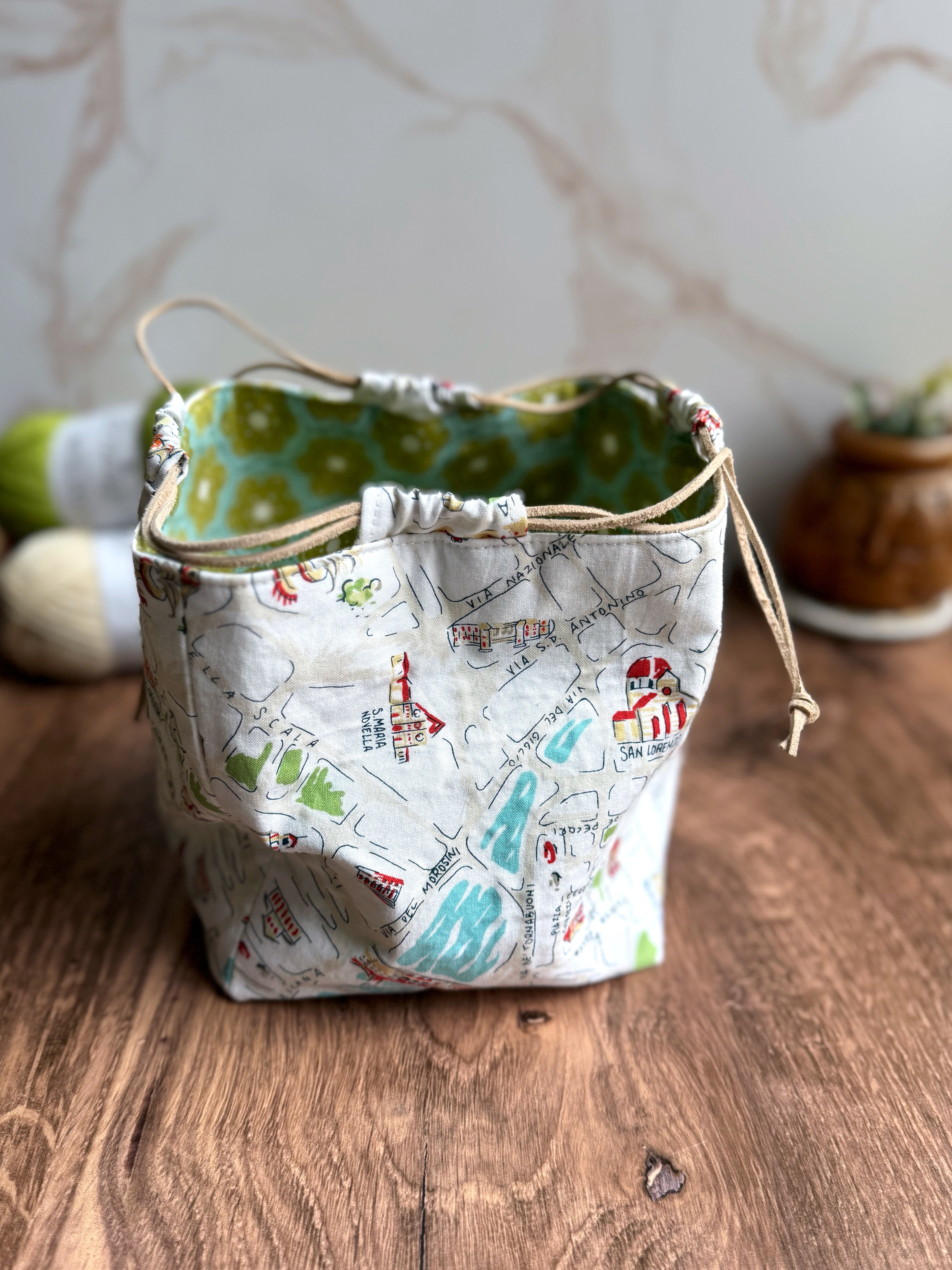 The Pat Pouch - Japanese Drawstring Bag in Italian Travel Fabric - KrisChris