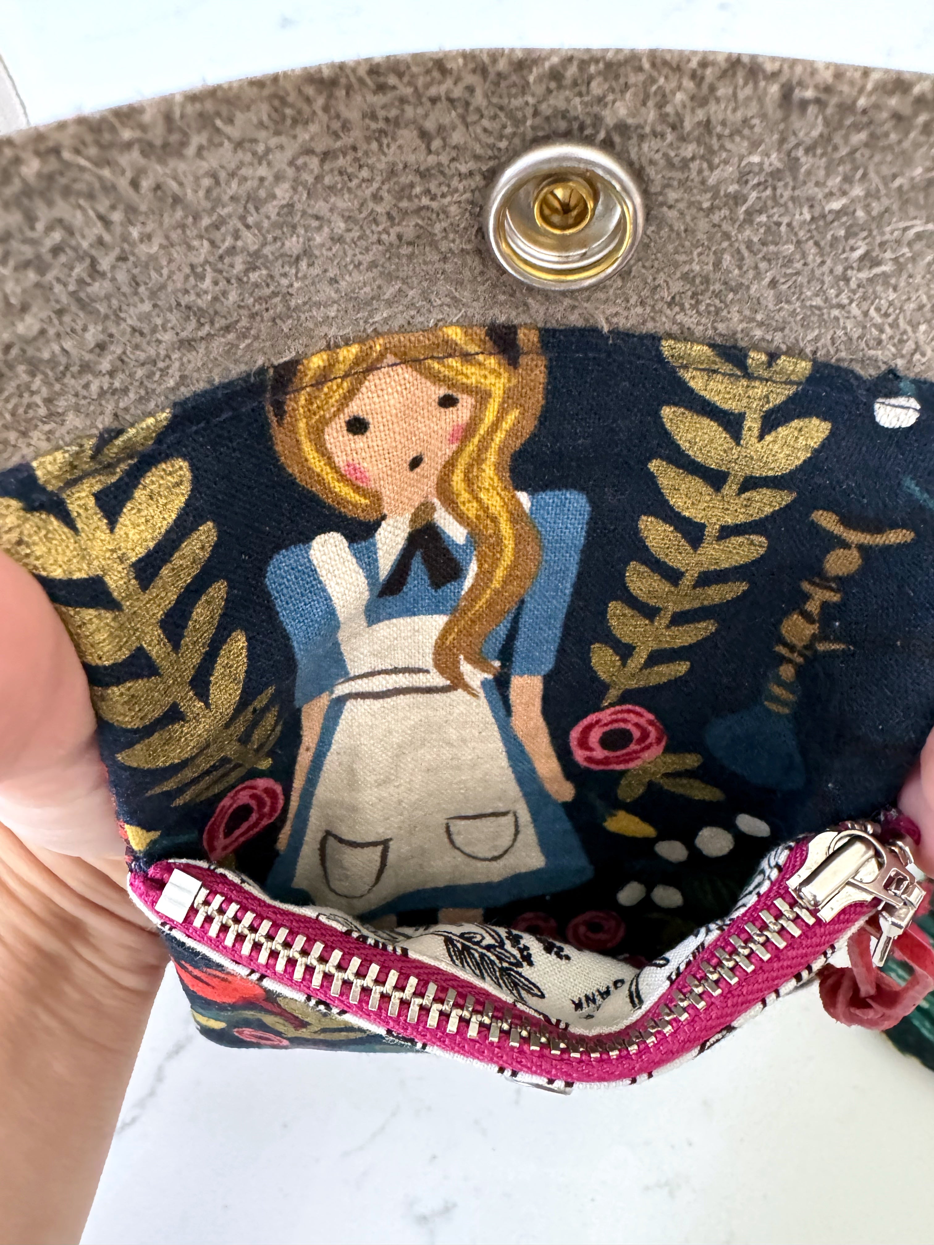 The Mini Janet - Half Size Wallet in Alice in Wonderland Canvas Fabric - KrisChris