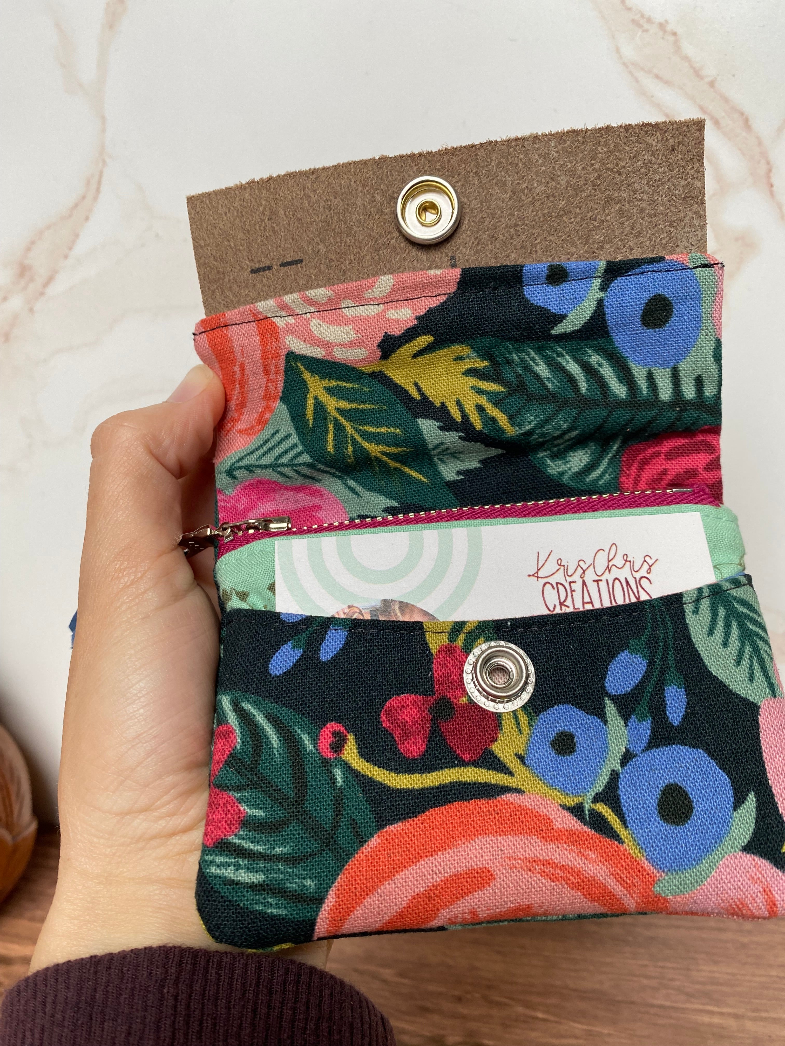 The Mini Janet - Half Size Wallet in Bright Floral Canvas - KrisChris
