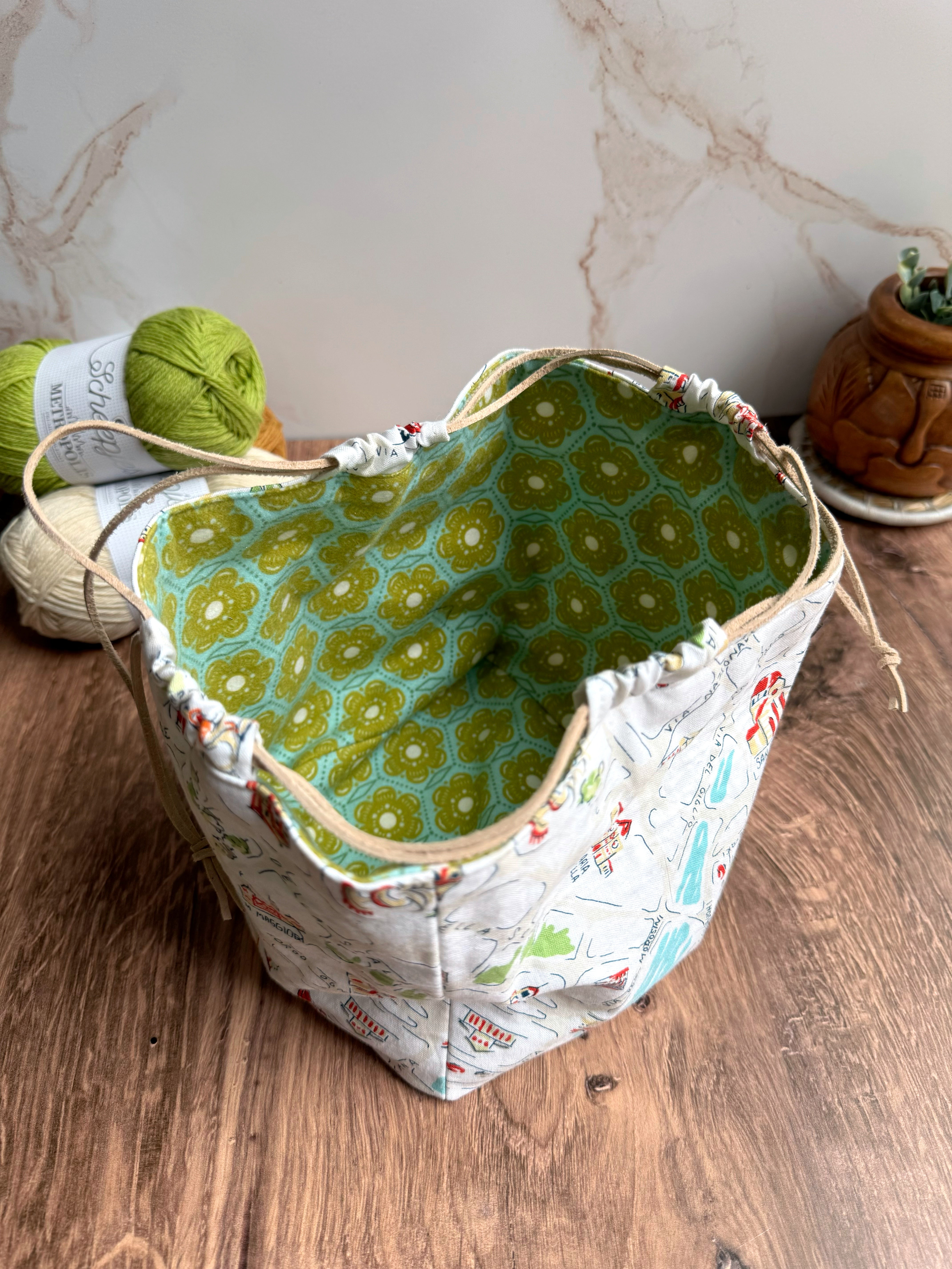 The Pat Pouch - Japanese Drawstring Bag in Italian Travel Fabric - KrisChris