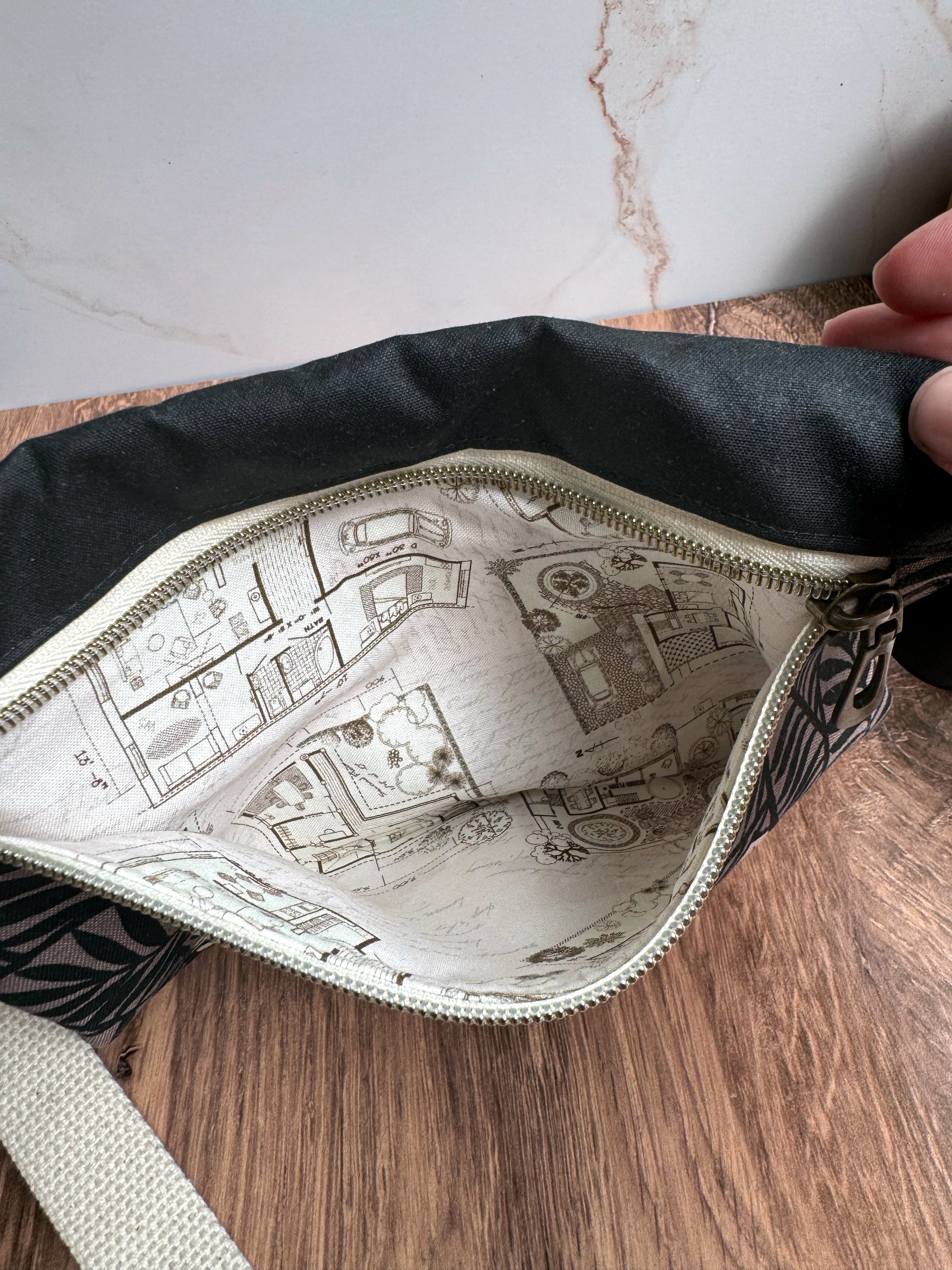The Jenn - Adjustable Crossbody Belt Bag in Black and Brown Florals - KrisChris