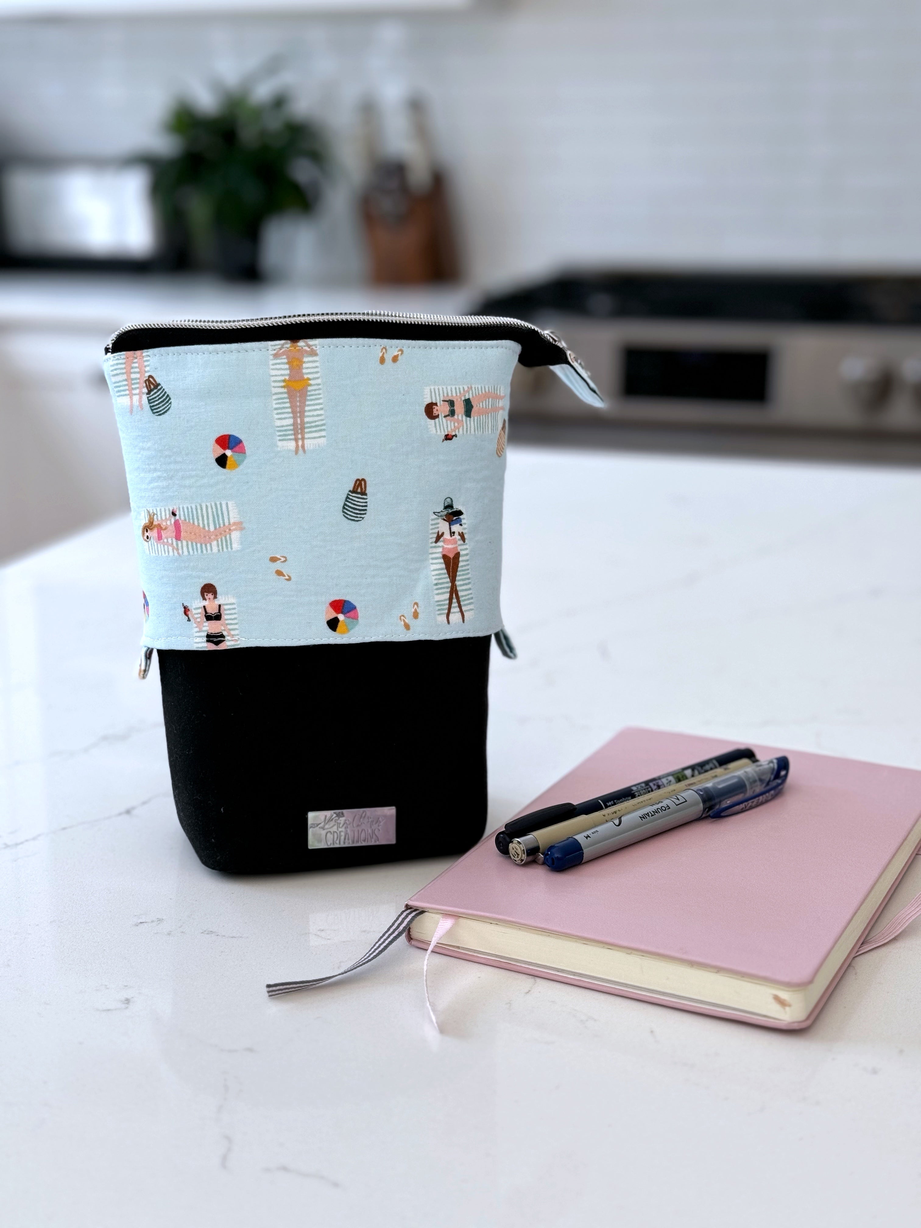 The Kate - Zipper Art Supply Pouch in Summer Beach Party - KrisChris