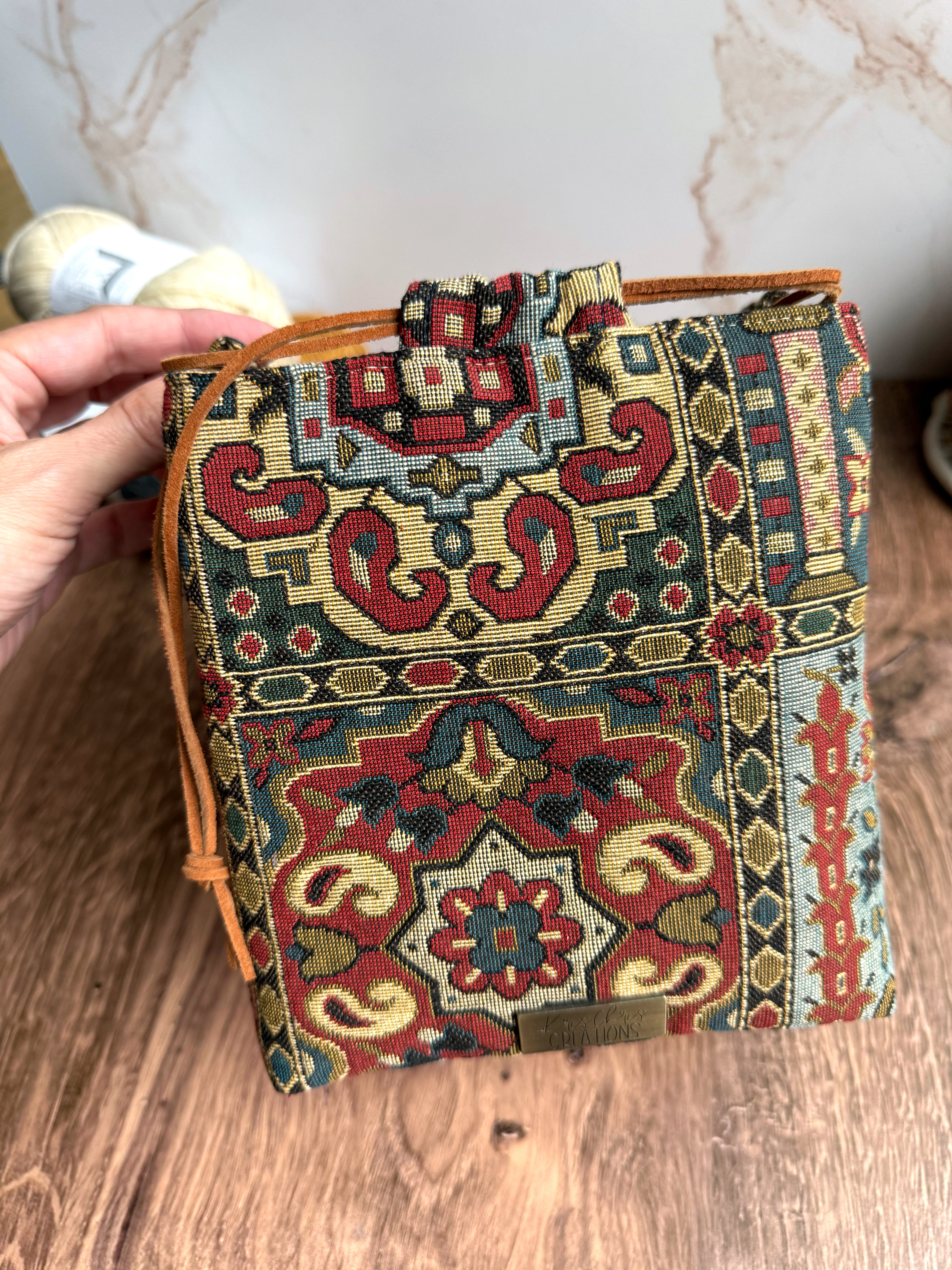 The Pat Pouch - Japanese Drawstring Bag in Woven European Fabrics - KrisChris