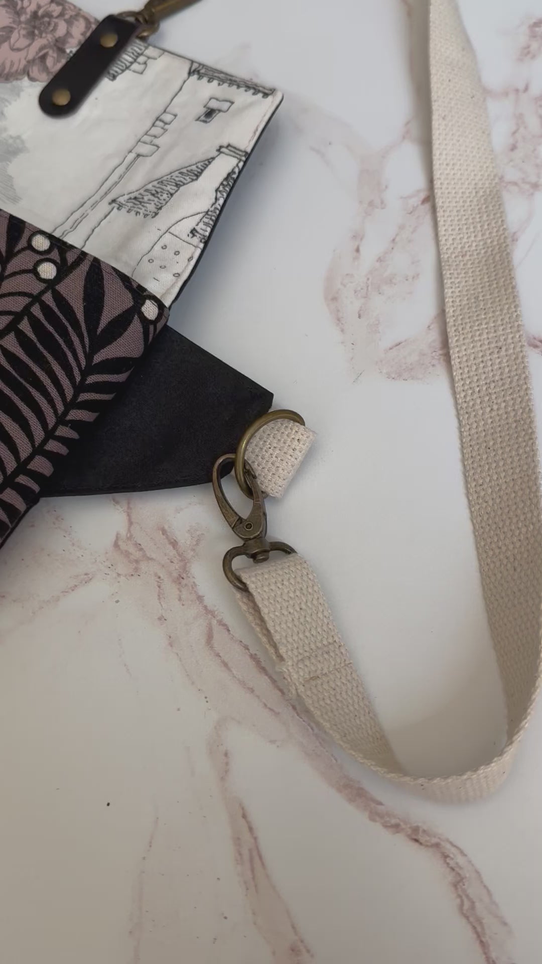The Jenn - Adjustable Crossbody Belt Bag in Black and Brown Florals