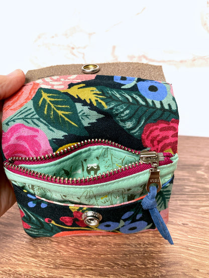 The Mini Janet - Half Size Wallet in Bright Floral Canvas - KrisChris 