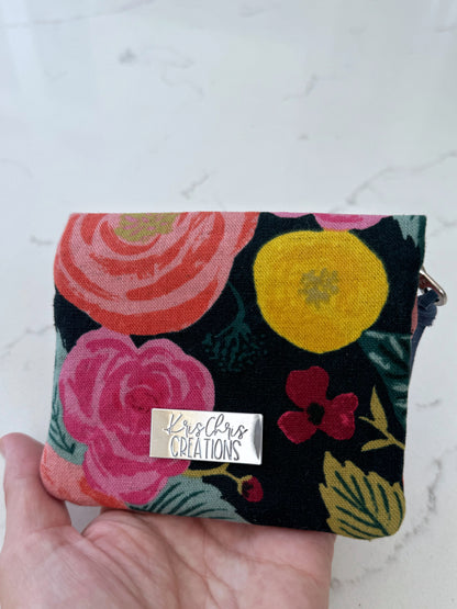 The Mini Janet - Half Size Wallet in Bright Floral Canvas - KrisChris 