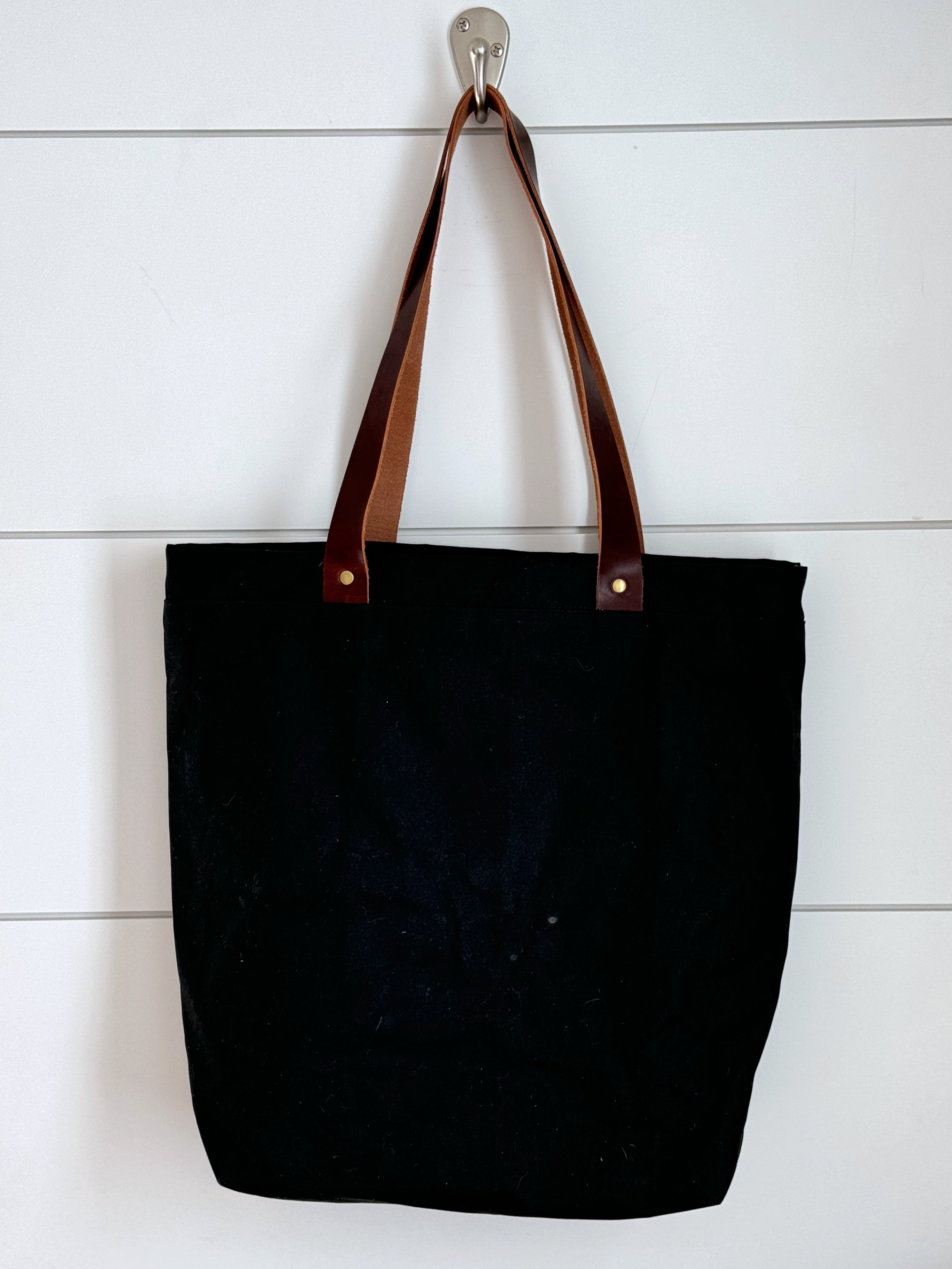 The Kristen - Project Tote Bag in Black Waxed Canvas for Travel Lover - KrisChris 