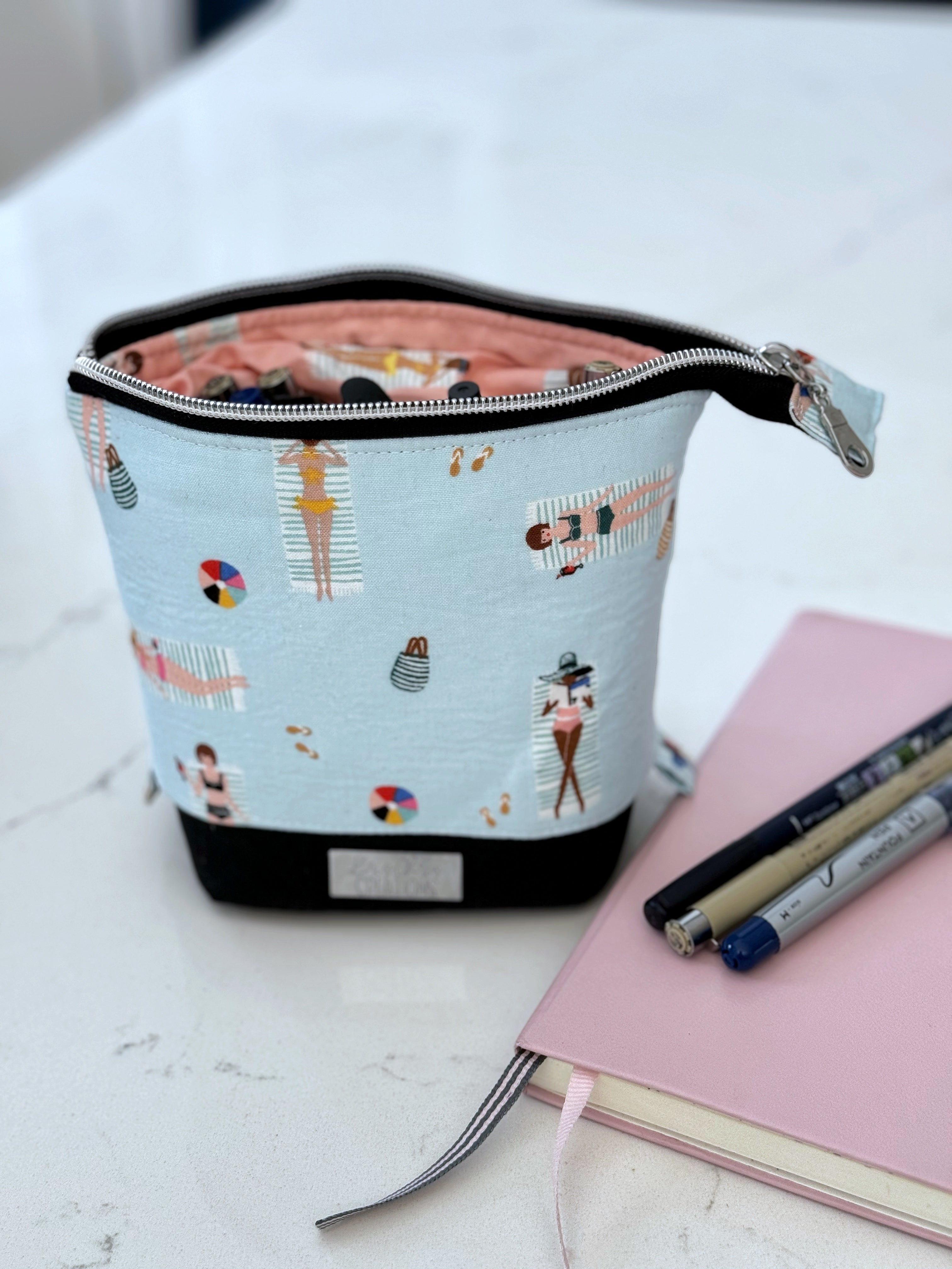 The Kate - Zipper Art Supply Pouch in Summer Beach Party - KrisChris 