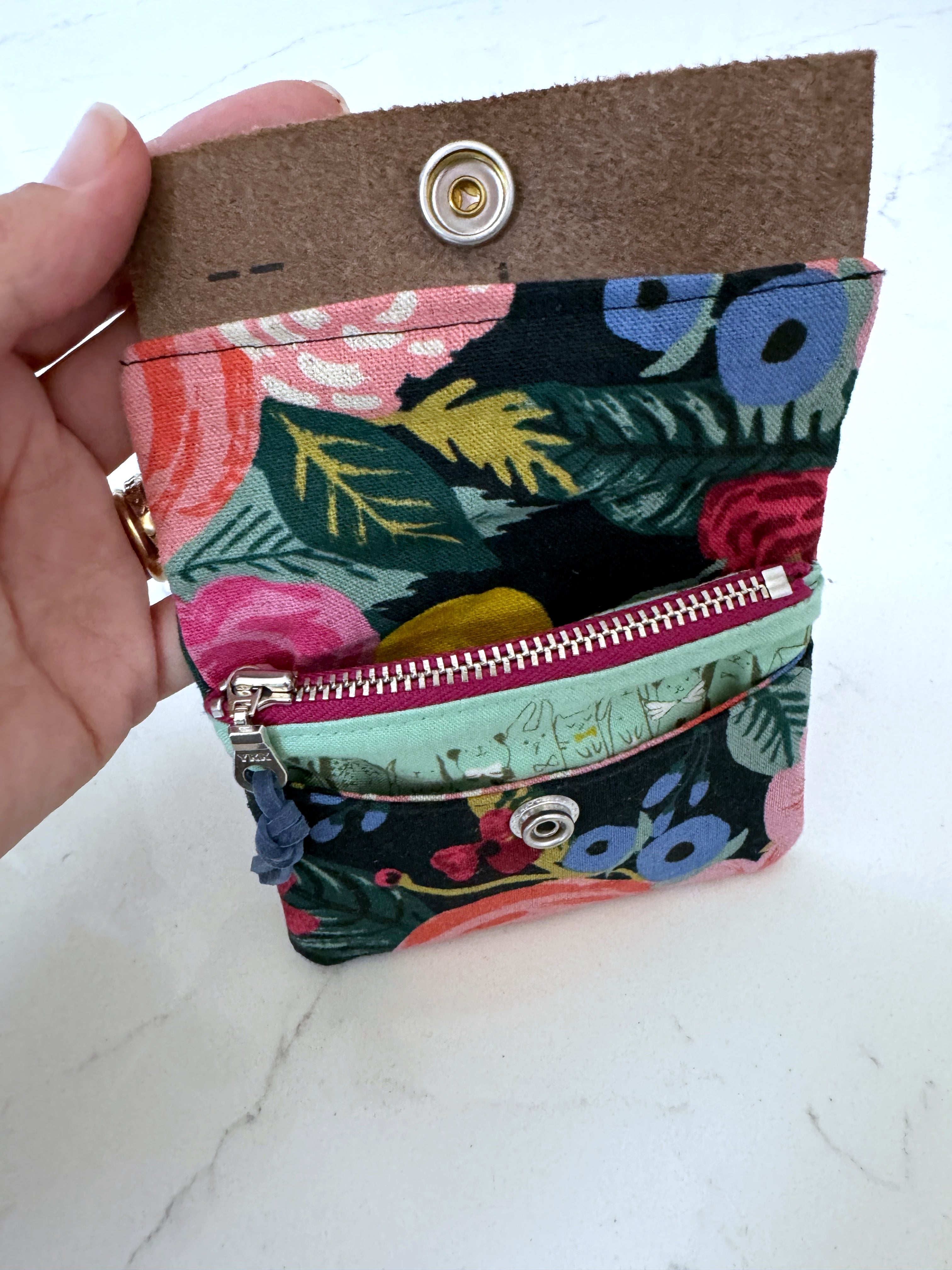 The Mini Janet - Half Size Wallet in Bright Floral Canvas - KrisChris 