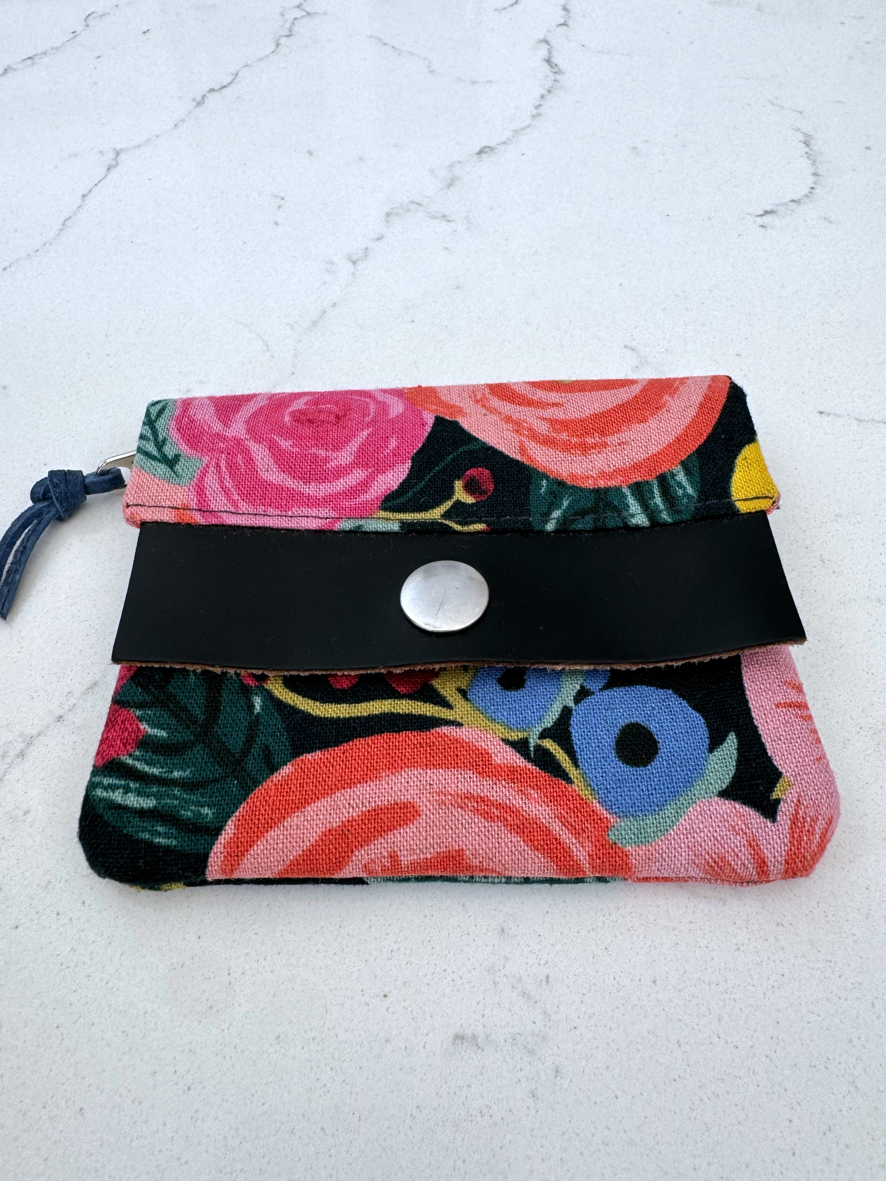 The Mini Janet - Half Size Wallet in Bright Floral Canvas - KrisChris 