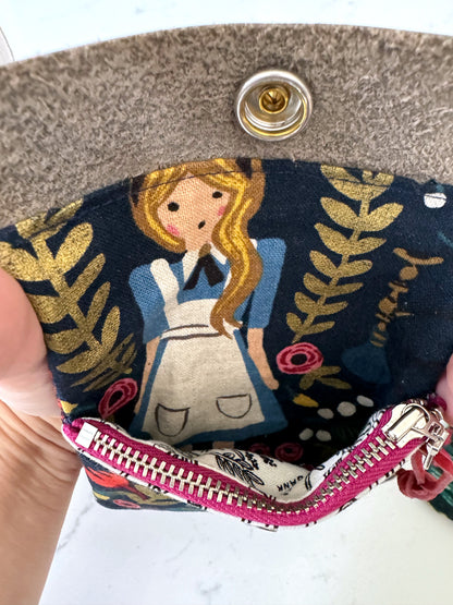 The Mini Janet - Half Size Wallet in Alice in Wonderland Canvas Fabric - KrisChris 