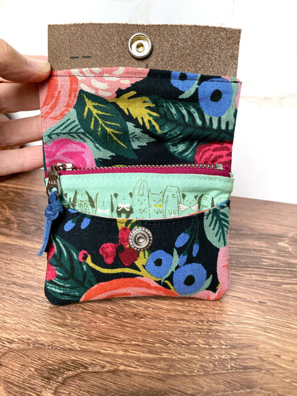 The Mini Janet - Half Size Wallet in Bright Floral Canvas - KrisChris 