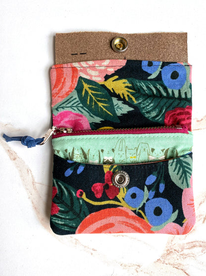 The Mini Janet - Half Size Wallet in Bright Floral Canvas - KrisChris 