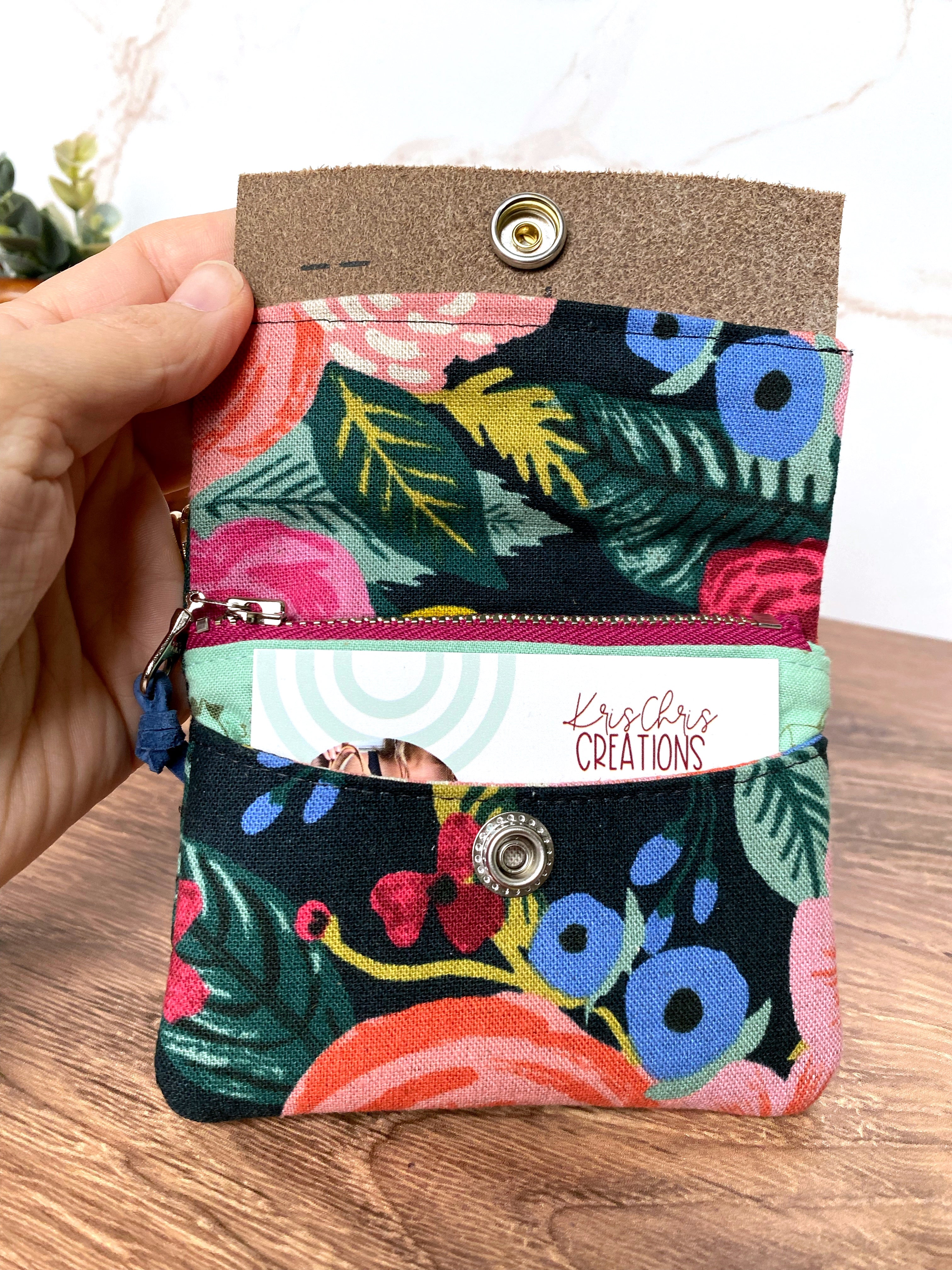 The Mini Janet - Half Size Wallet in Bright Floral Canvas - KrisChris 