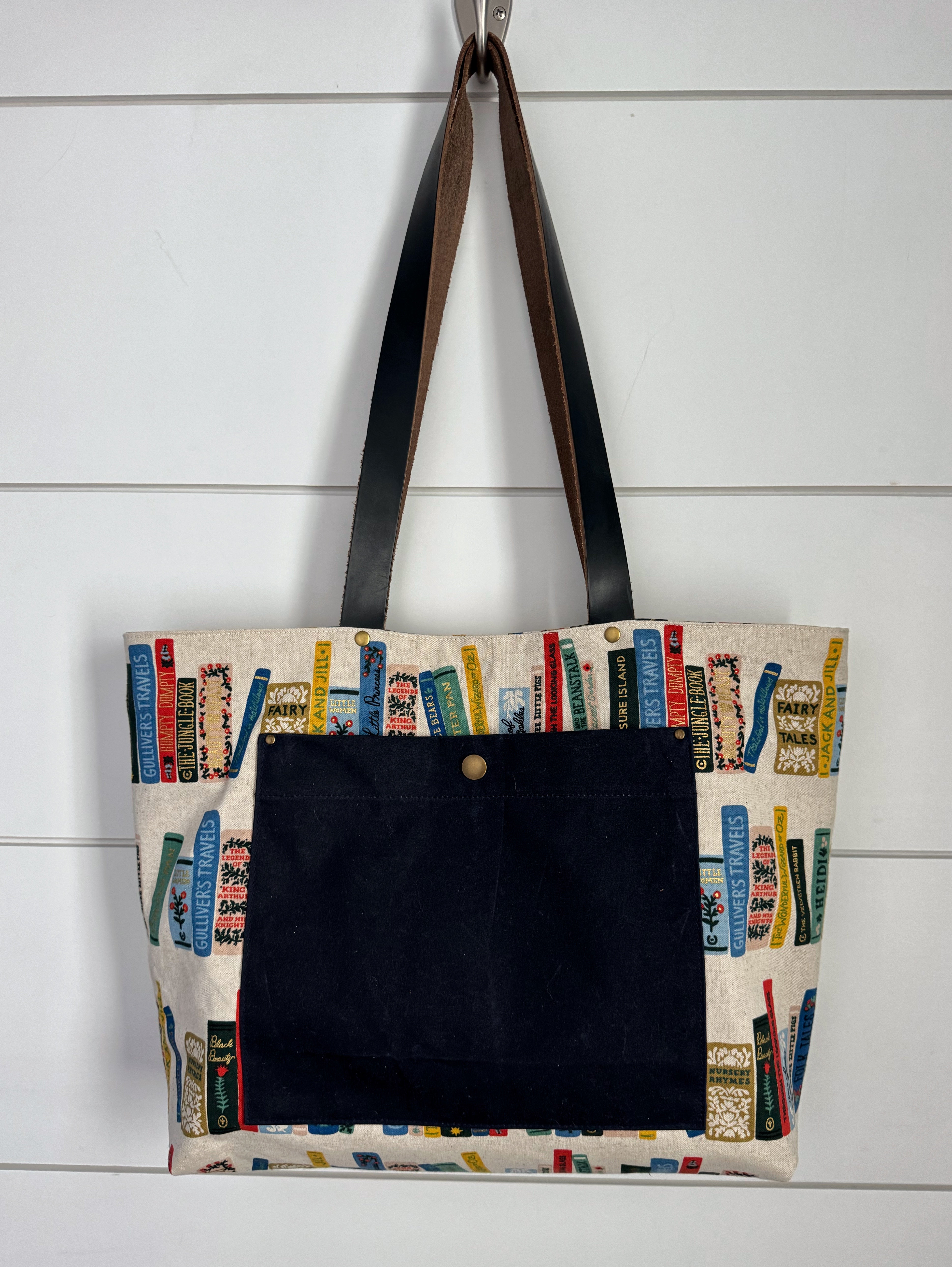 The Jody - Everyday Tote Bag in Classic Book Canvas with Navy Waxed Canvas Lining